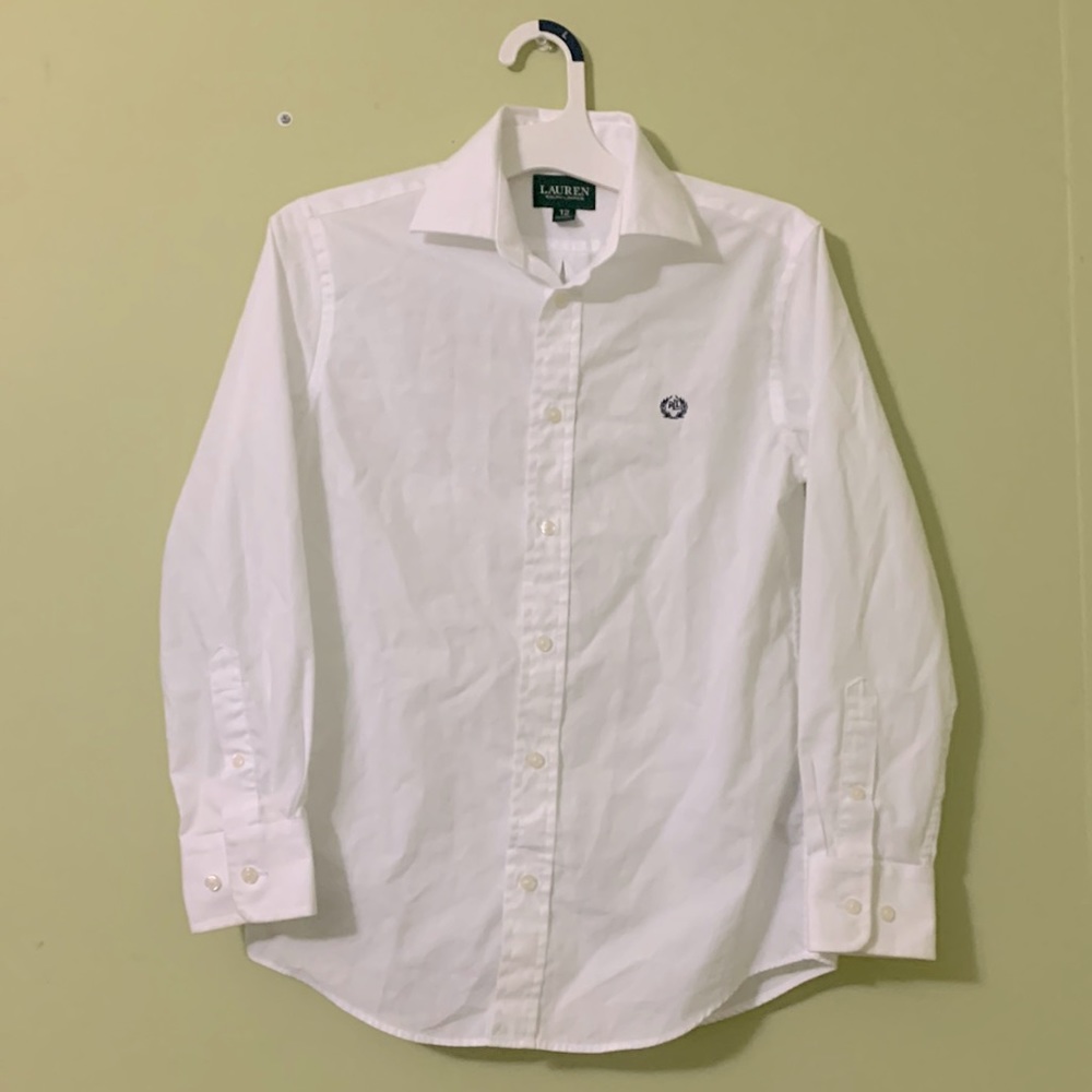 Boys Ralph Lauren white long sleeve formal shirt
